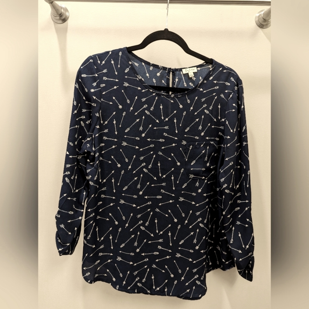 NWOT Navy Long Sleeve Top/Blouse - Size L
